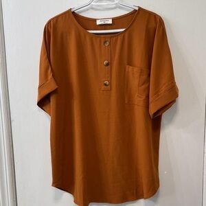 Zenana Women's Casual Button-Up Top in Rust